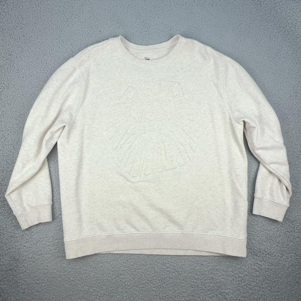 The Lion King Sweatshirt Mens XL Gray Embossed Lion Crewneck Pullover Disney